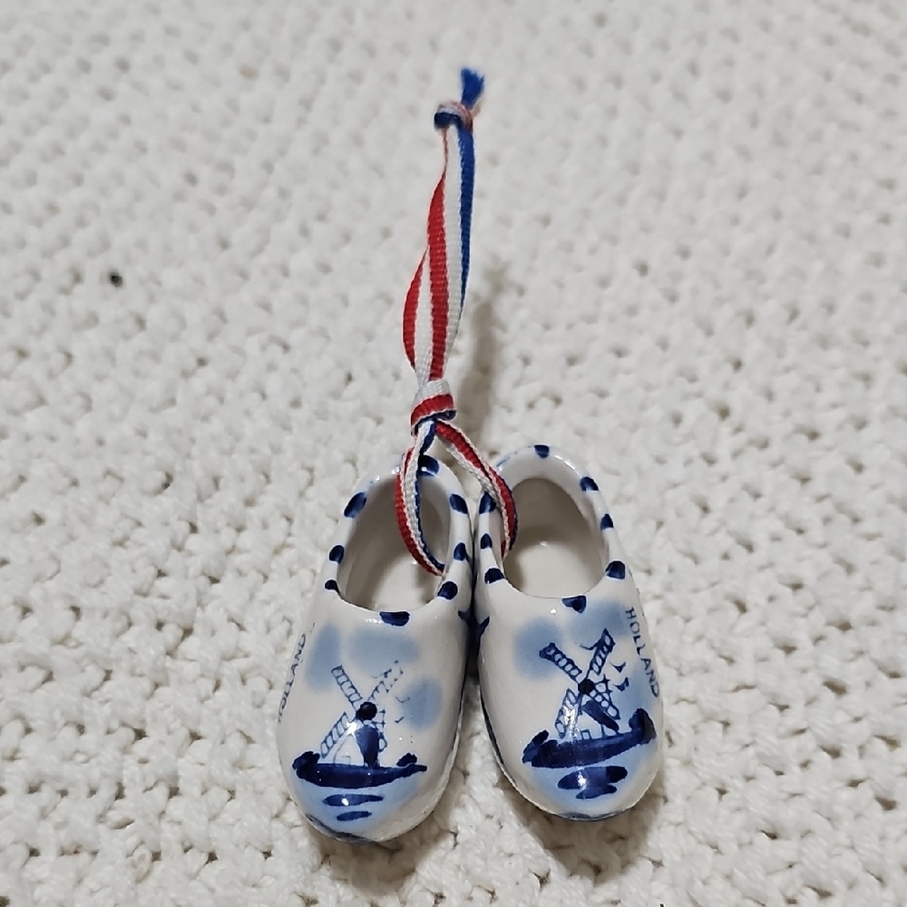 Mini Blue and White Ceramic Clogs